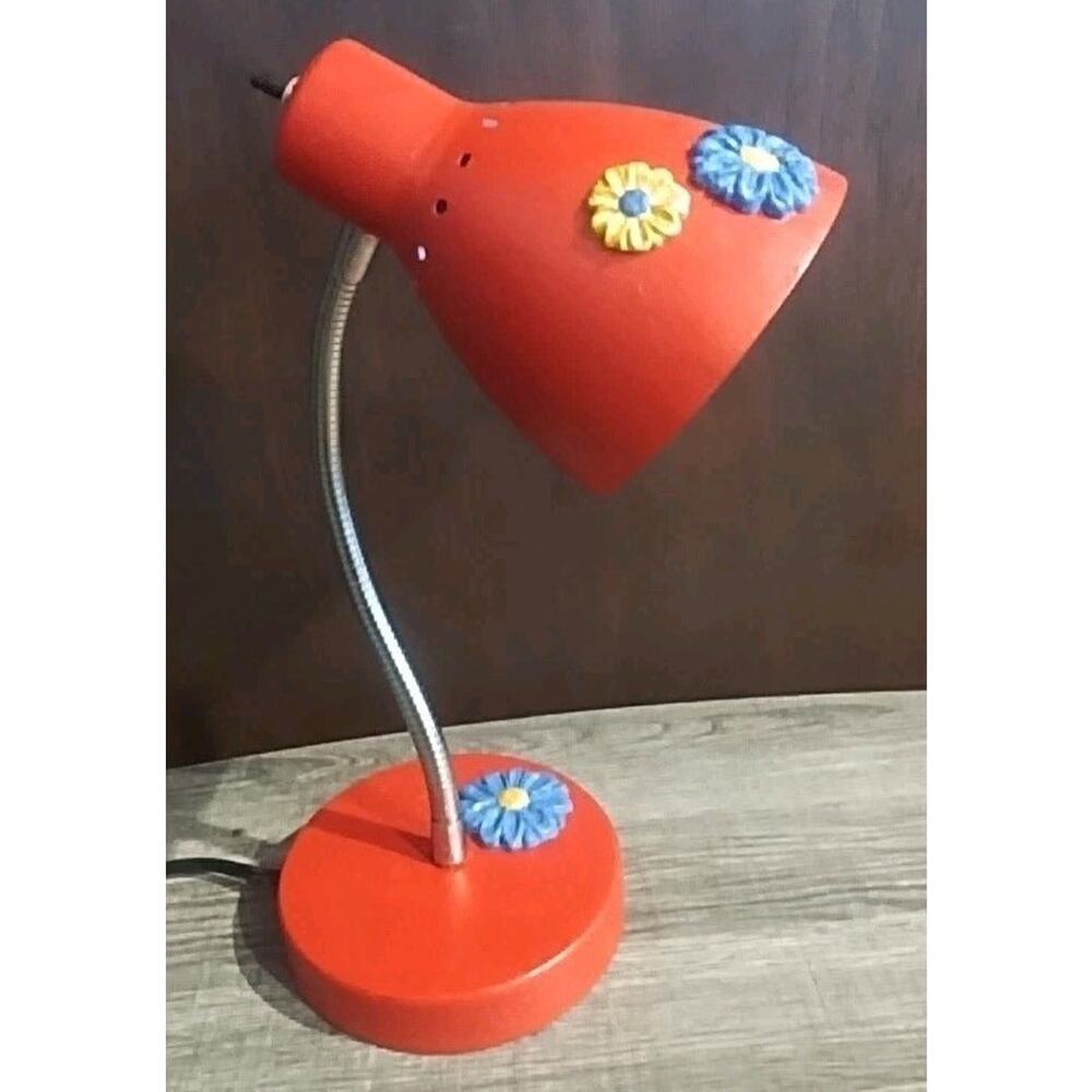 Gooseneck Dopamine Painted Fun Happy Desk Lamp Red Blue Yellow Bright Flowers